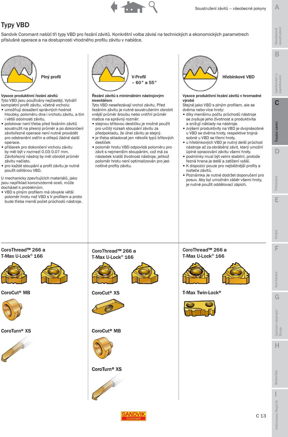 Plný profil Vysoce produktivní řezání závitů Tyto V jsou používány nejčastěji.