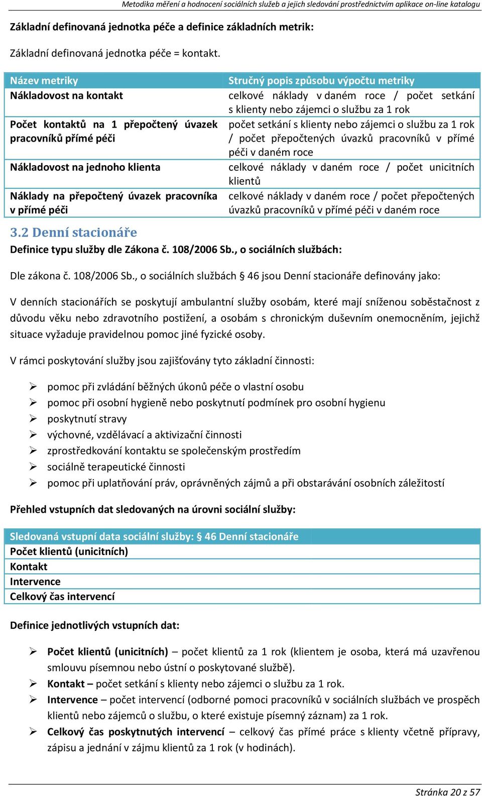 2 Denní stacionáře Definice typu služby dle Zákona č. 108/2006 Sb.