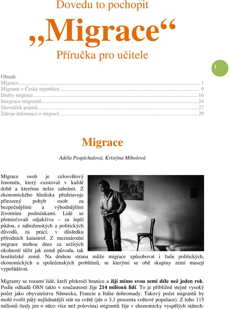 Z ekonomického hlediska představuje přirozený pohyb osob za bezpečnějšími a výhodnějšími životními podmínkami.