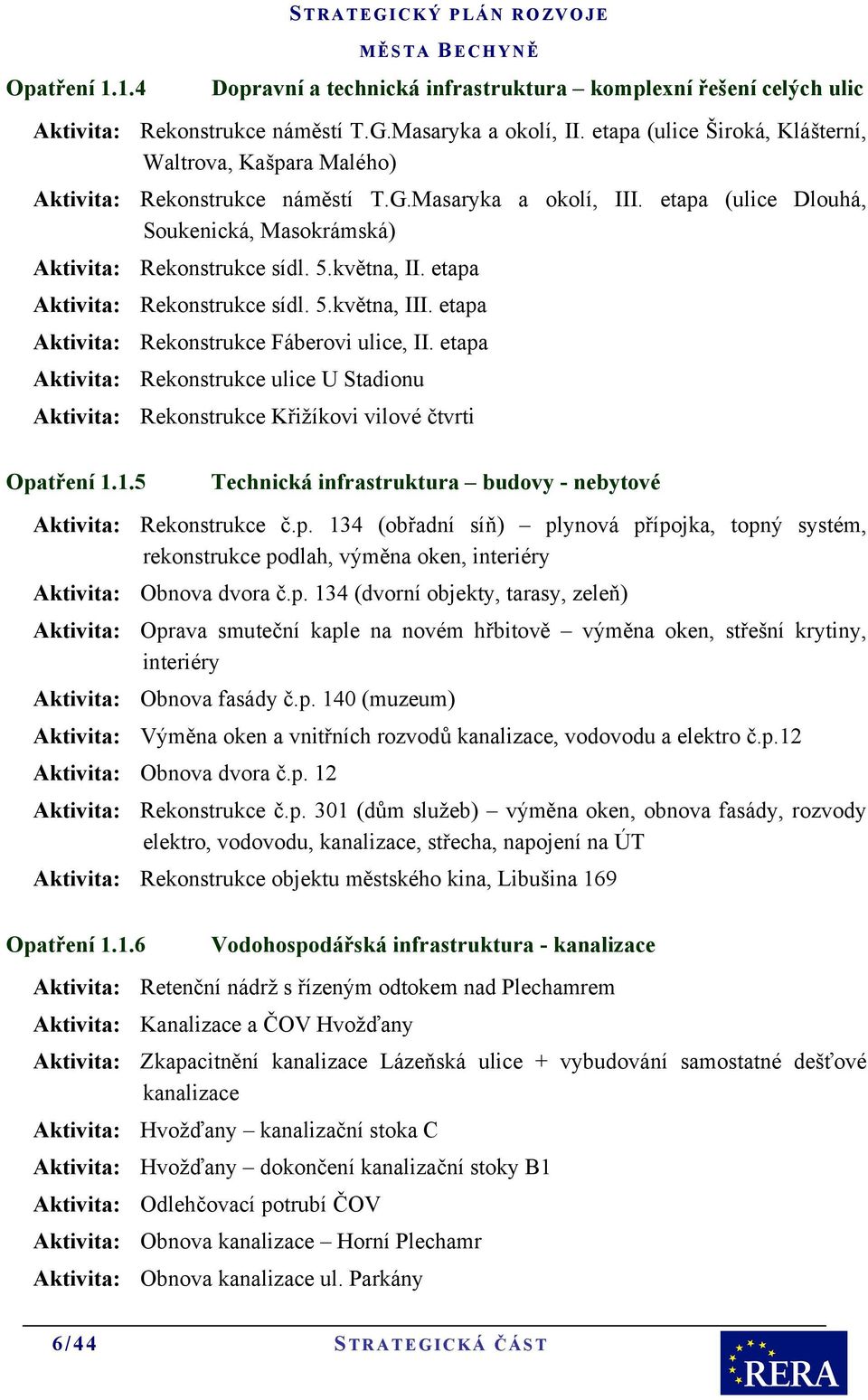 května, II. etapa Aktivita: Rekonstrukce sídl. 5.května, III. etapa Aktivita: Rekonstrukce Fáberovi ulice, II.