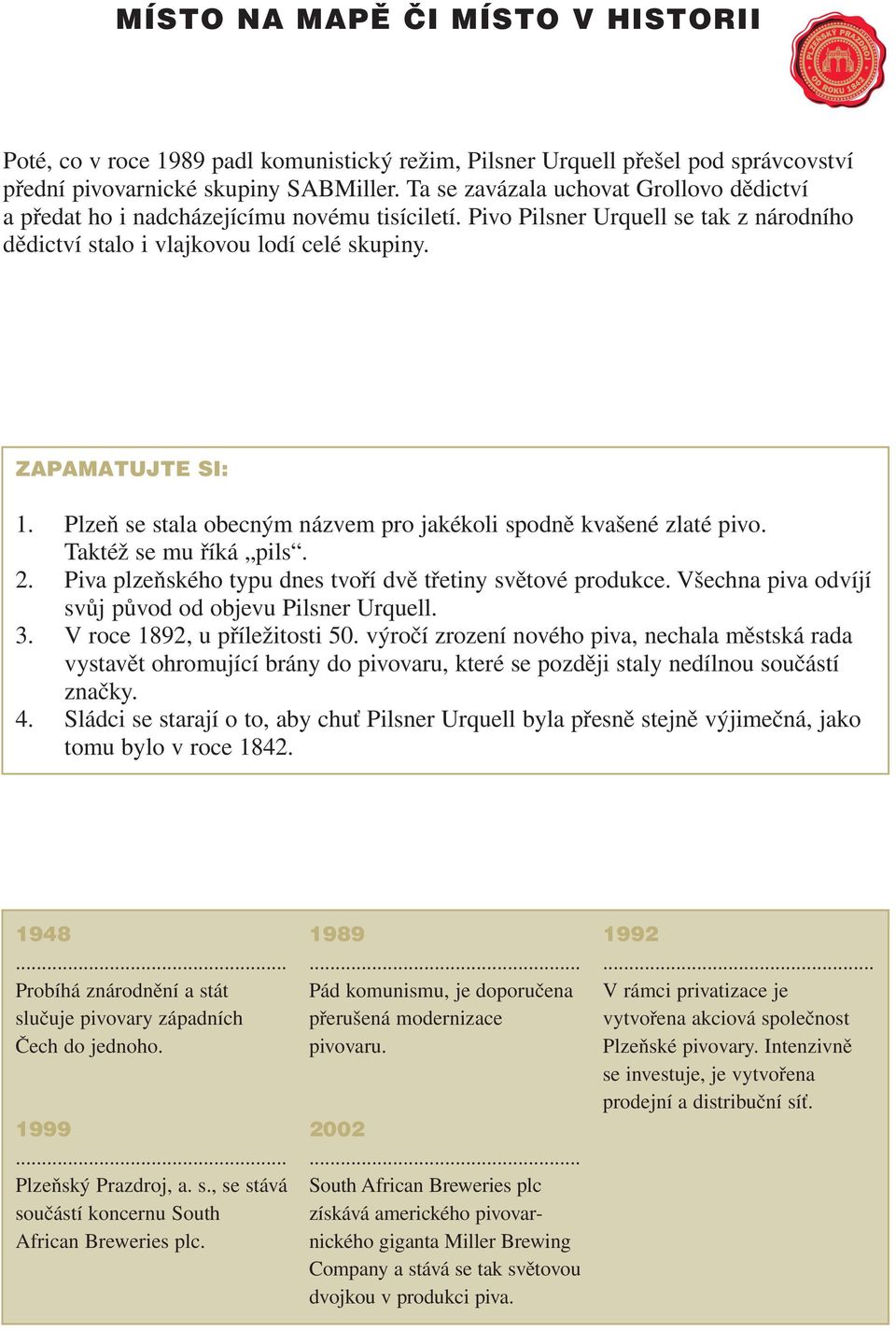 Plzeň se stala obecným názvem pro jakékoli spodně kvašené zlaté pivo. Taktéž se mu říká pils. 2. Piva plzeňského typu dnes tvoří dvě třetiny světové produkce.