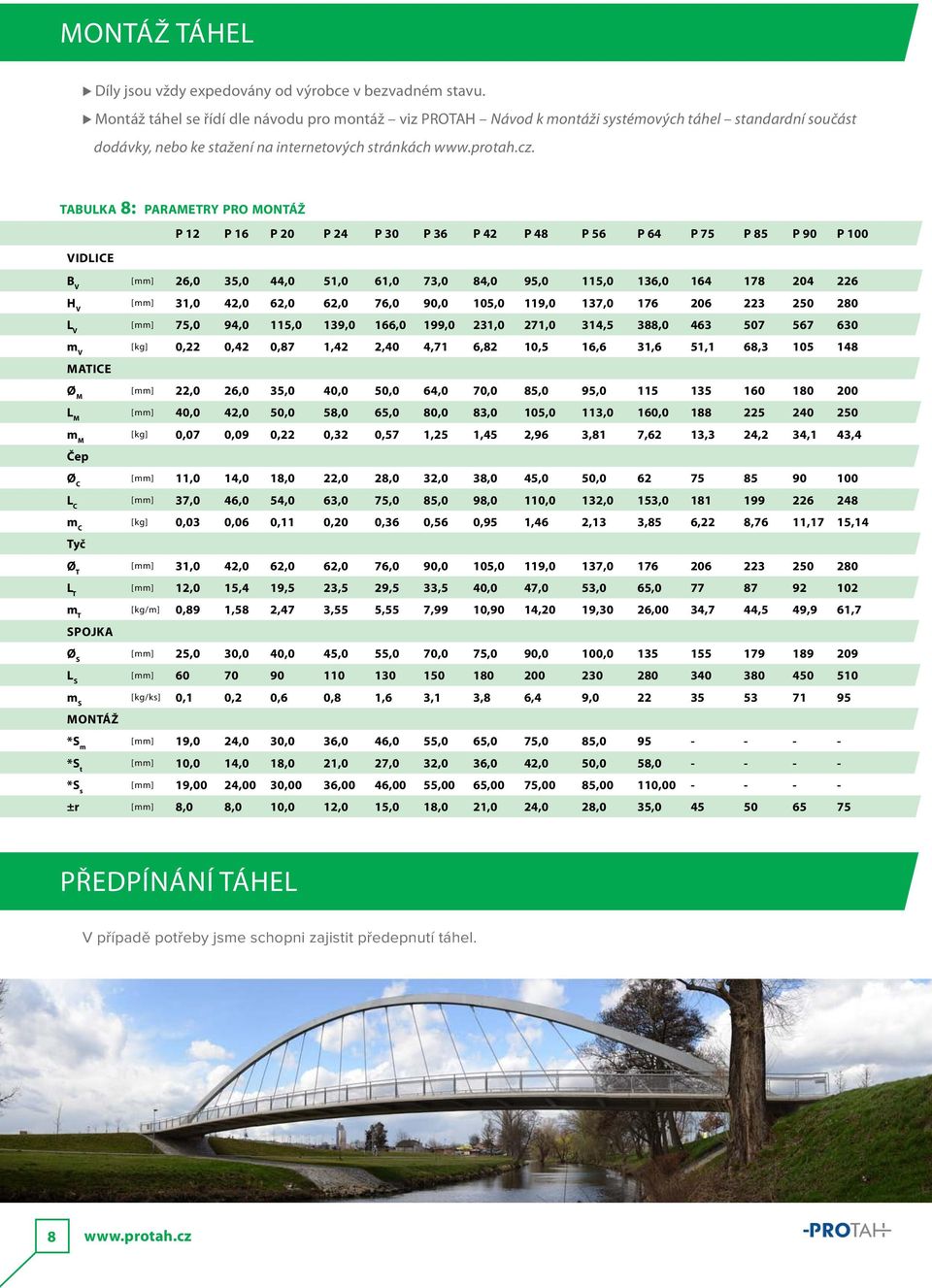 tabulka 8: parametry pro montáž P 12 P 16 P 20 P 24 P 30 P 36 P 42 P 48 P 56 P 64 P 75 P 85 P 90 P 100 VIDLICE B V [mm] 26,0 35,0 44,0 51,0 61,0 73,0 84,0 95,0 115,0 136,0 164 178 204 226 H V [mm]