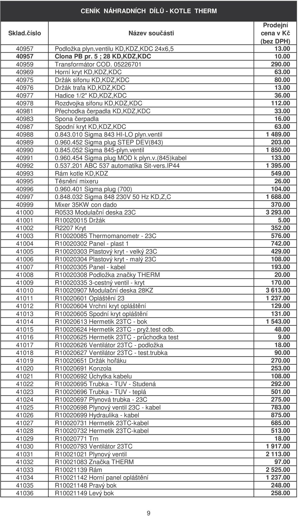 00 40983 Spona čerpadla 16.00 40987 Spodní kryt KD,KDZ,KDC 63.00 40988 0.843.010 Sigma 843 HI-LO plyn.ventil 1 489.00 40989 0.960.452 Sigma plug STEP DEV(843) 203.00 40990 0.845.052 Sigma 845-plyn.