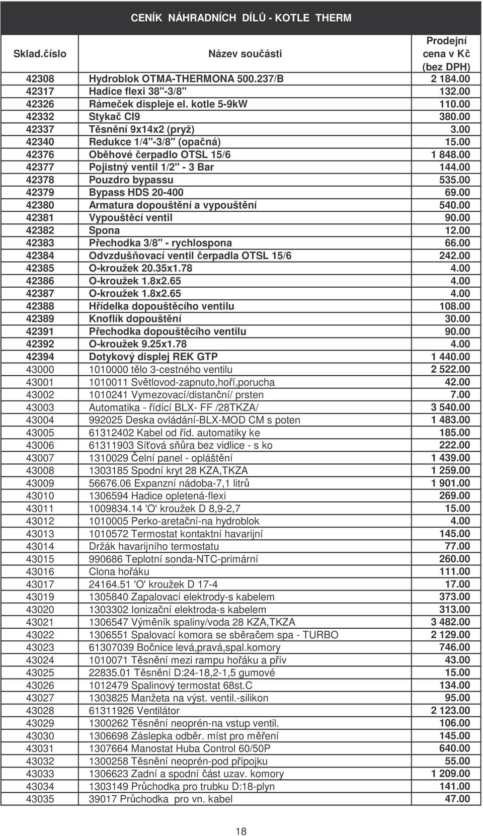 00 42380 Armatura dopouštění a vypouštění 540.00 42381 Vypouštěcí ventil 90.00 42382 Spona 12.00 42383 Přechodka 3/8" - rychlospona 66.00 42384 Odvzdušňovací ventil čerpadla OTSL 15/6 242.