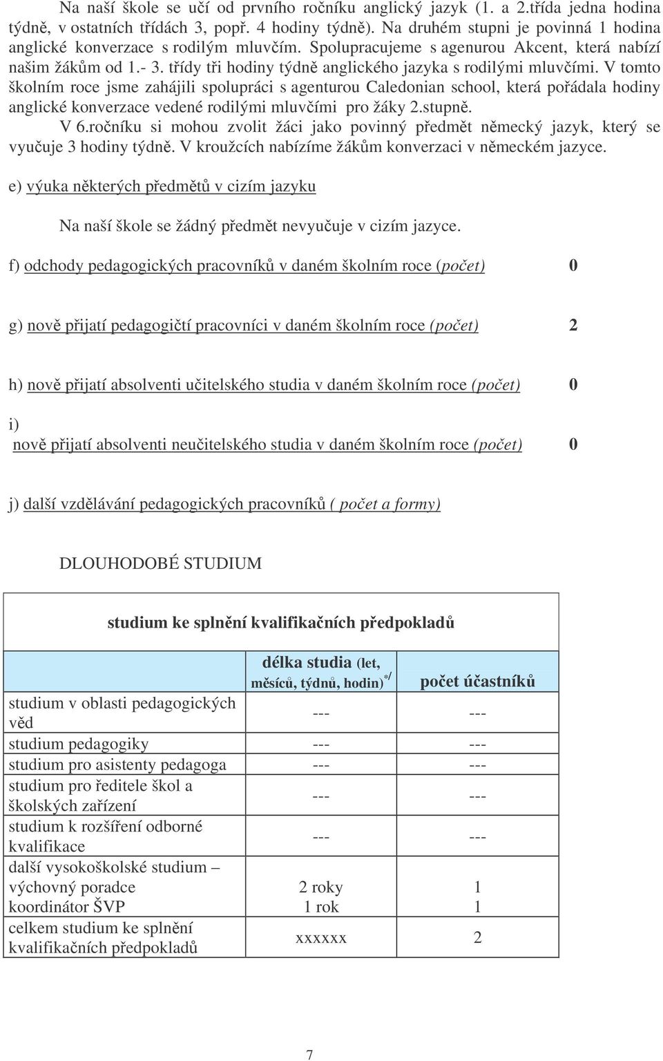 V tomto školním roce jsme zahájili spolupráci s agenturou Caledonian school, která poádala hodiny anglické konverzace vedené rodilými mluvími pro žáky 2.stupn. V 6.