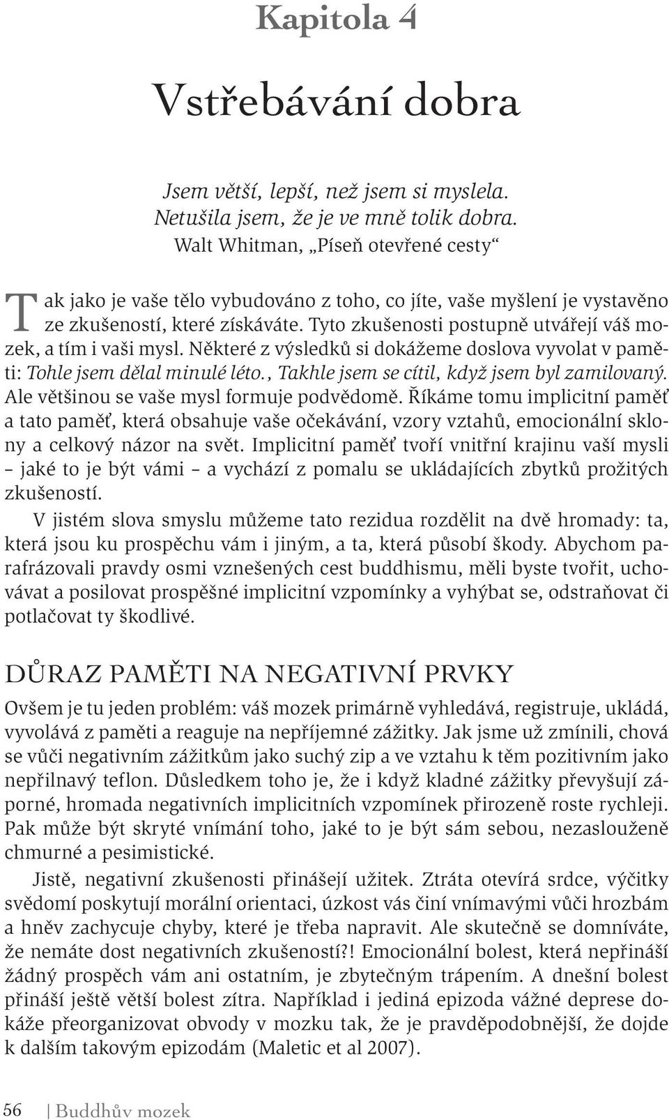 Tyto zkušenosti postupně utvářejí váš mozek, a tím i vaši mysl. Některé z výsledků si dokážeme doslova vyvolat v paměti: Tohle jsem dělal minulé léto., Takhle jsem se cítil, když jsem byl zamilovaný.