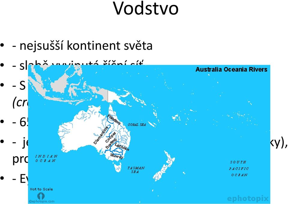 bezodtoká oblast - jezera většinou slaná (velký výpar, malé