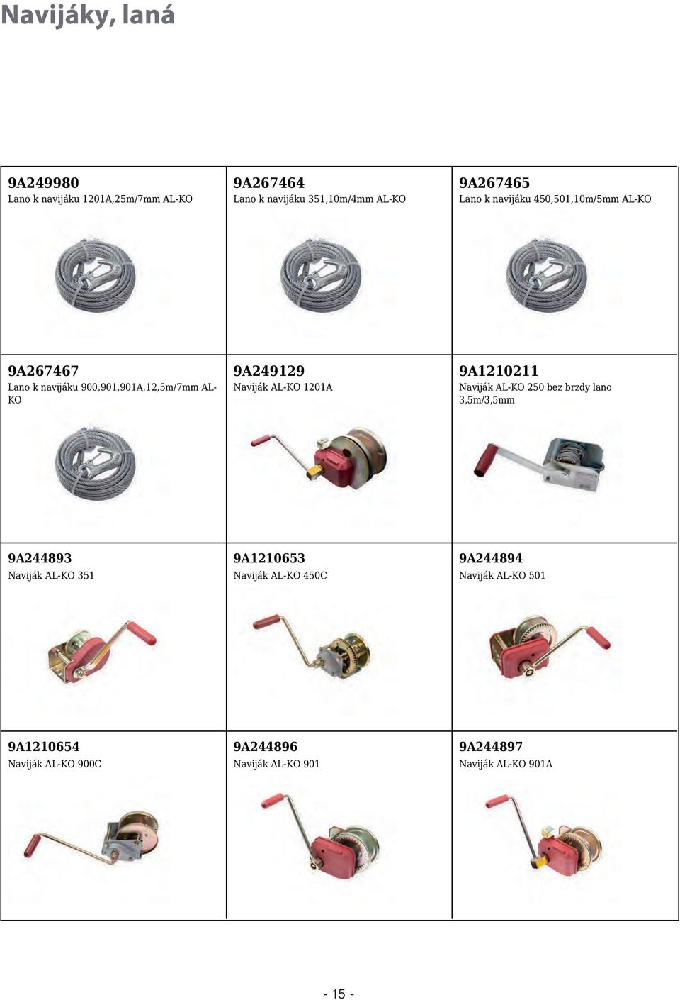 1201A 9A1210211 Naviják AL-KO 250 bez brzdy lano 3,5m/3,5mm 9A244893 Naviják AL-KO 351 9A1210653 Naviják AL-KO 450C