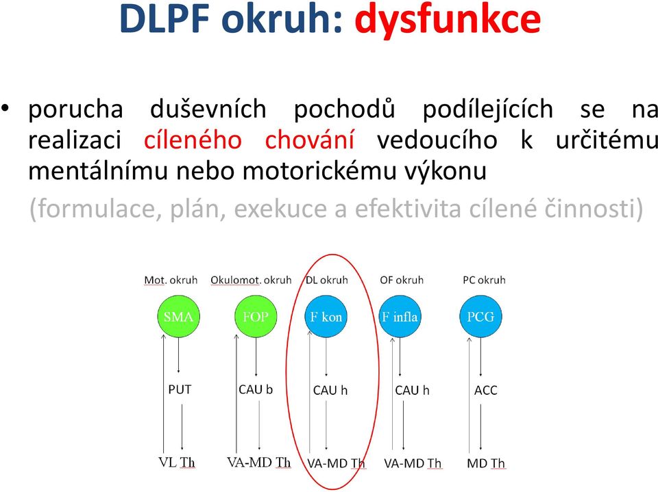 vedoucího k určitému mentálnímu nebo motorickému