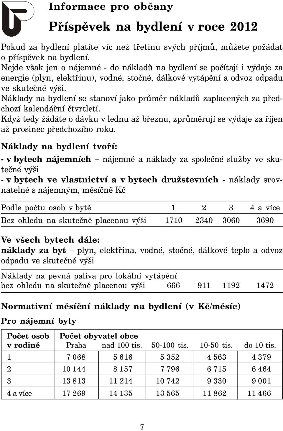 Náklady na bydlení se stanoví jako průměr nákladů zaplacených za předchozí kalendářní čtvrtletí. Když tedy žádáte o dávku v lednu až březnu, zprůměrují se výdaje za říjen až prosinec předchozího roku.