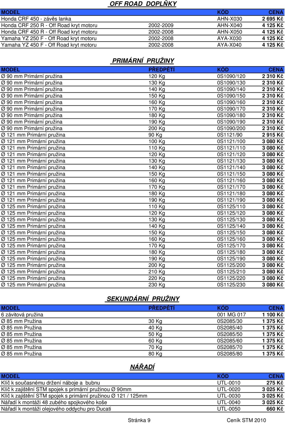 120 Kg 0S1090/120 2 310 Kč Ø 90 mm Primární pružina 130 Kg 0S1090/130 2 310 Kč Ø 90 mm Primární pružina 140 Kg 0S1090/140 2 310 Kč Ø 90 mm Primární pružina 150 Kg 0S1090/150 2 310 Kč Ø 90 mm Primární