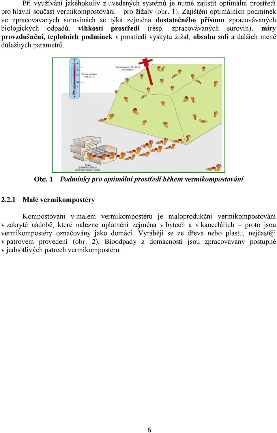 zpracovávaných surovin), míry provzdušnění, teplotních podmínek v prostředí výskytu žížal, obsahu solí a dalších méně důležitých parametrů. Obr.