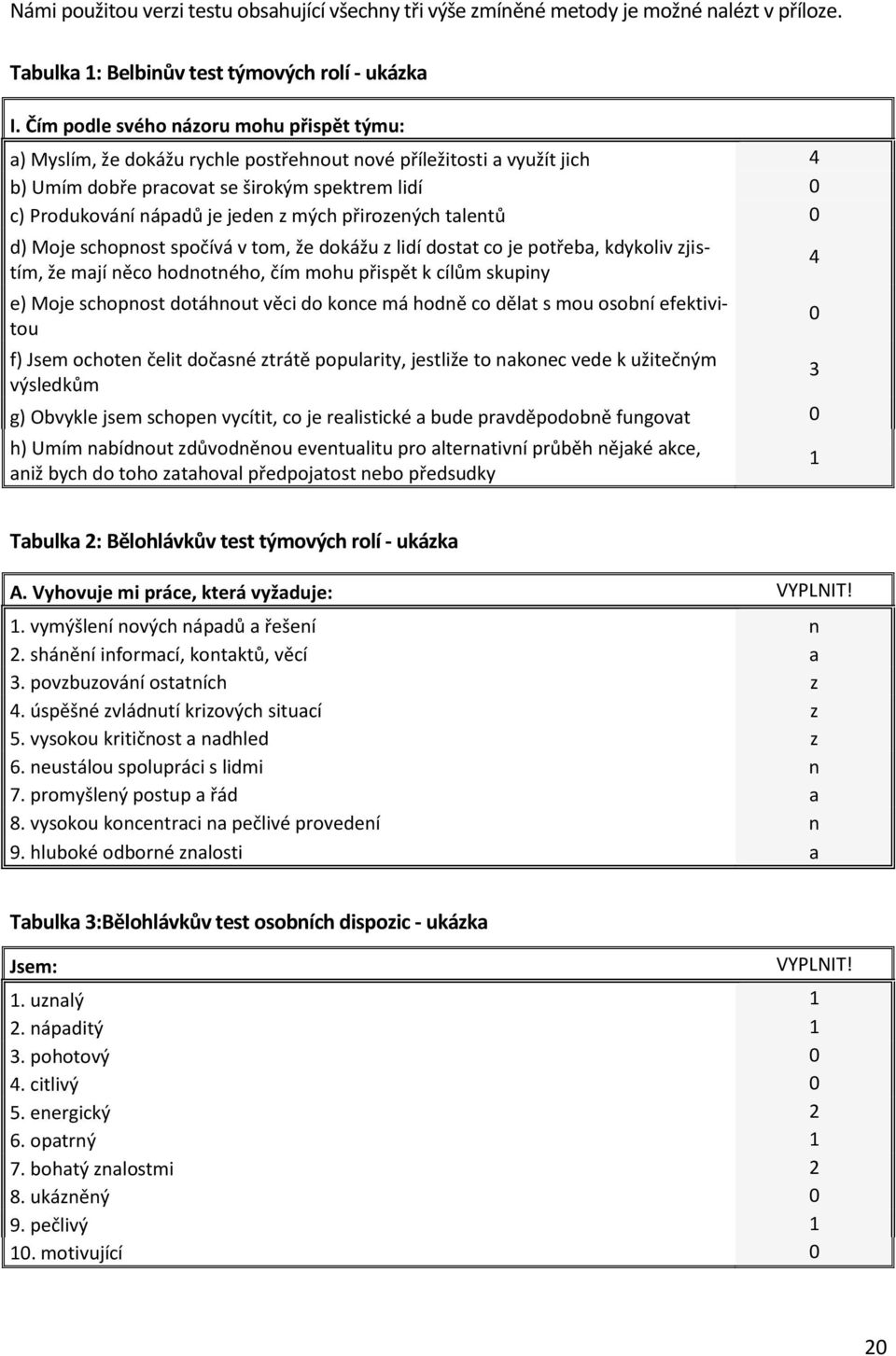 mých přirozených talentů 0 d) Moje schopnost spočívá v tom, že dokážu z lidí dostat co je potřeba, kdykoliv zjistím, že mají něco hodnotného, čím mohu přispět k cílům skupiny e) Moje schopnost