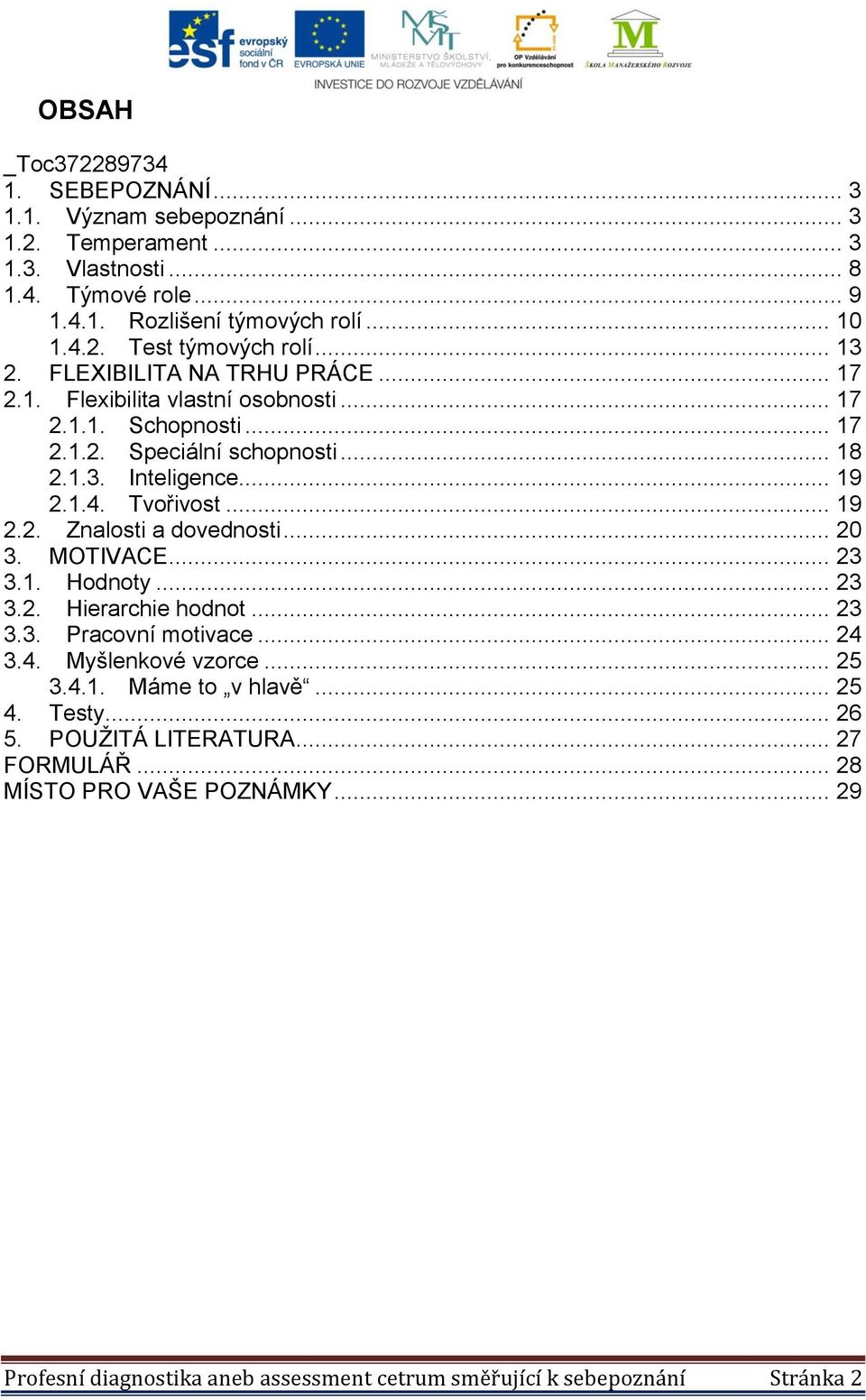 .. 19 2.2. Znalosti a dovednosti... 20 3. MOTIVACE... 23 3.1. Hodnoty... 23 3.2. Hierarchie hodnot... 23 3.3. Pracovní motivace... 24 3.4. Myšlenkové vzorce... 25 3.4.1. Máme to v hlavě.