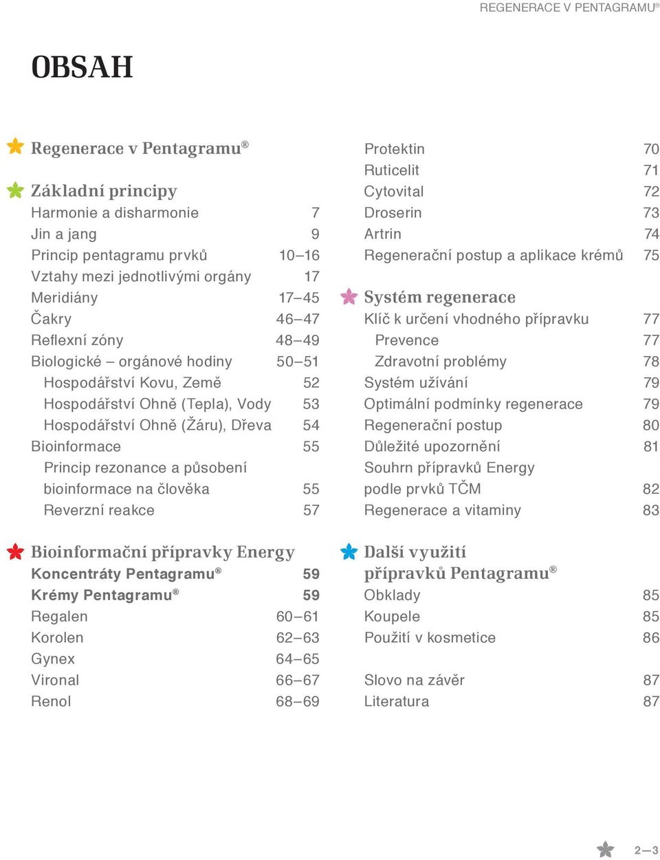 působení bioinformace na člověka 55 Reverzní reakce 57 Bioinformační přípravky Energy Koncentráty Pentagramu 59 Krémy Pentagramu 59 Regalen 60 61 Korolen 62 63 Gynex 64 65 Vironal 66 67 Renol 68 69