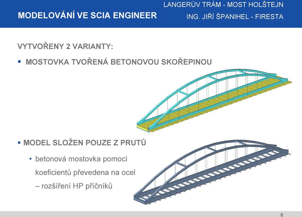 MODEL SLOŽEN POUZE Z PRUTŮ betonová mostovka