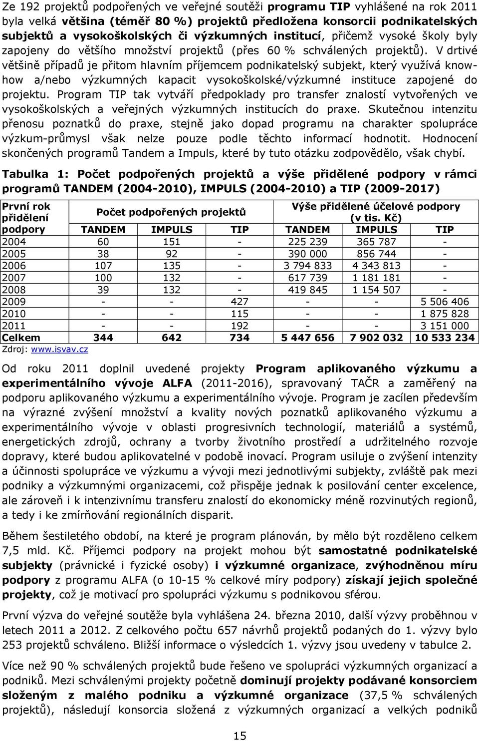 V drtivé většině případů je přitom hlavním příjemcem podnikatelský subjekt, který využívá knowhow a/nebo výzkumných kapacit vysokoškolské/výzkumné instituce zapojené do projektu.