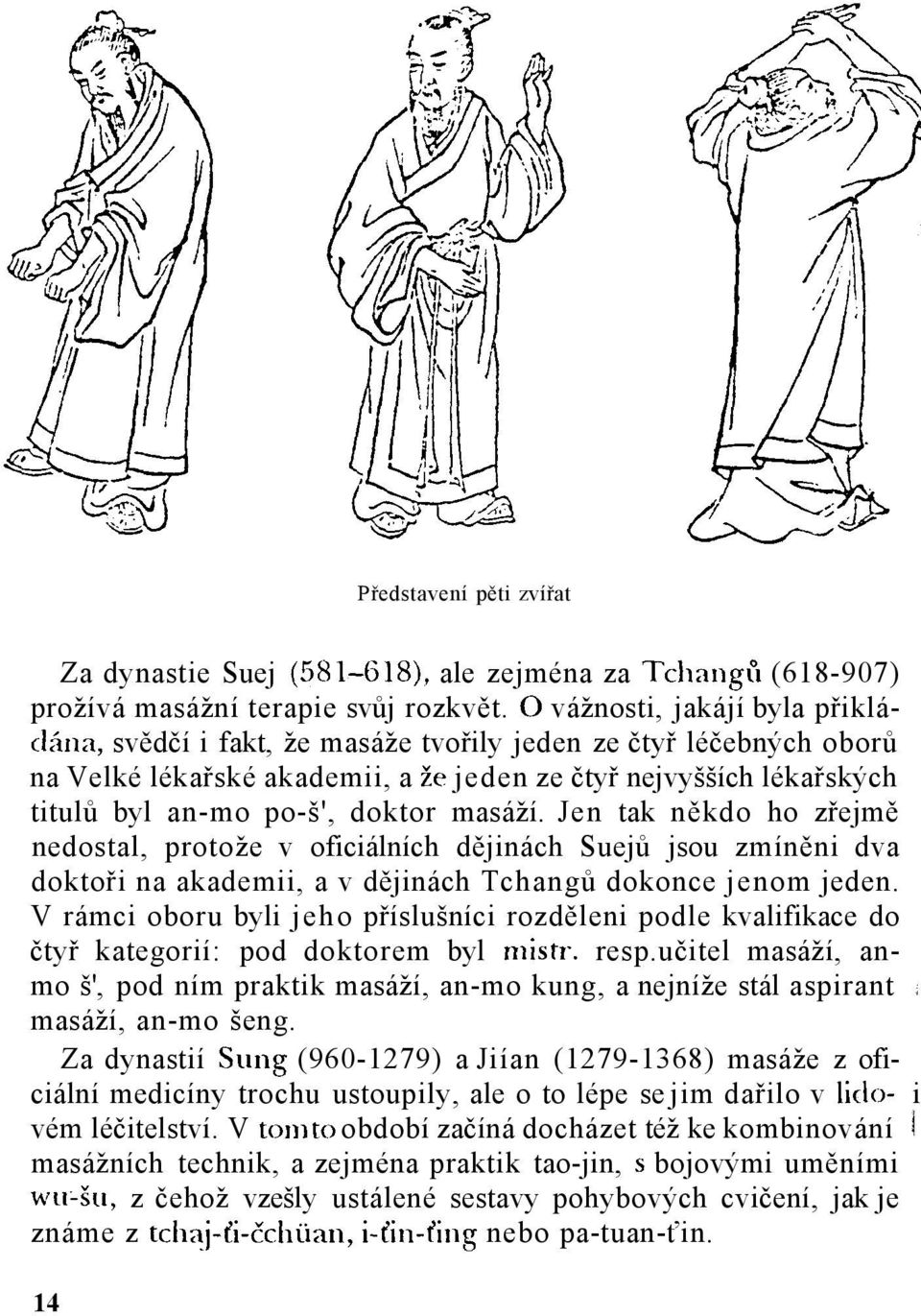 masáží. Jen tak někdo ho zřejmě nedostal, protože v oficiálních dějinách Suejů jsou zmíněni dva doktoři na akademii, a v dějinách Tchangů dokonce jenom jeden.