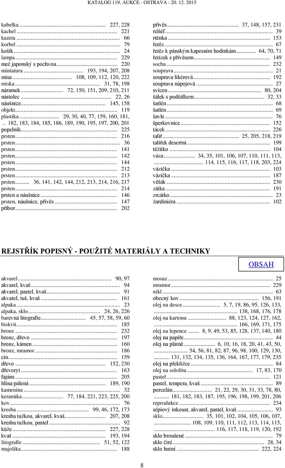 . 182, 183, 184, 185, 186, 189, 190, 195, 197, 200, 201 popelník... 225 prsten... 216 prsten... 36 prsten... 141 prsten... 142 prsten... 144 prsten... 212 prsten... 213 prsten.