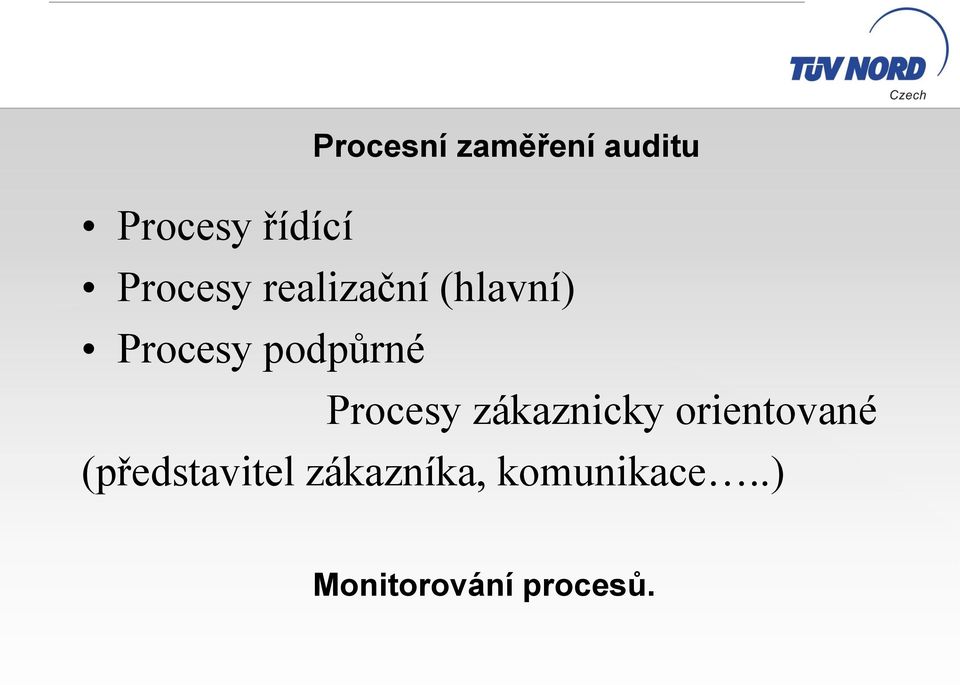 podpůrné Procesy zákaznicky orientované