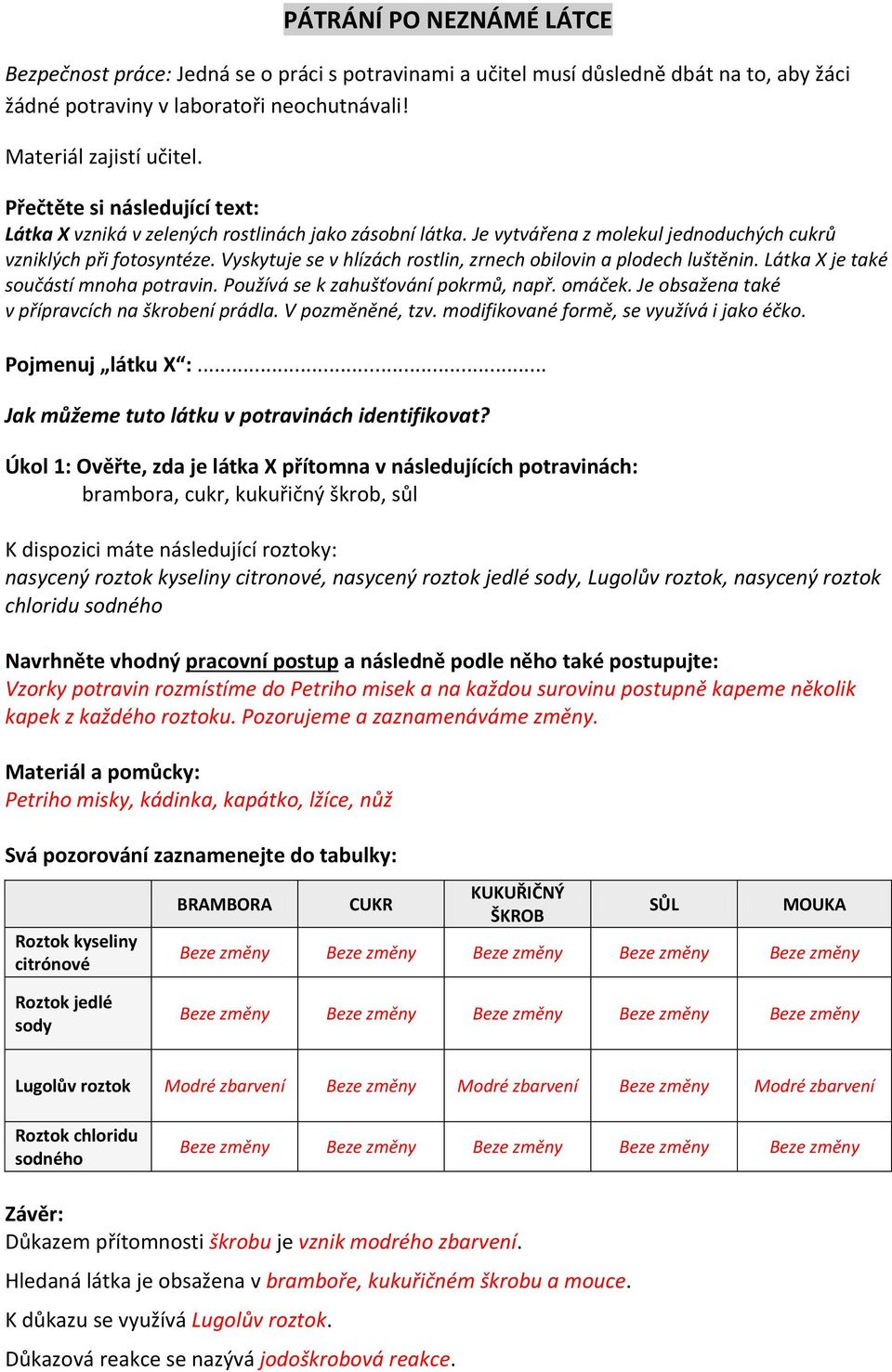 Vyskytuje se v hlízách rostlin, zrnech obilovin a plodech luštěnin. Látka X je také součástí mnoha potravin. Používá se k zahušťování pokrmů, např. omáček.