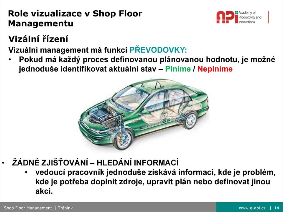 Plníme / Neplníme ŢÁDNÉ ZJIŠŤOVÁNÍ HLEDÁNÍ INFORMACÍ vedoucí pracovník jednoduše získává informaci,