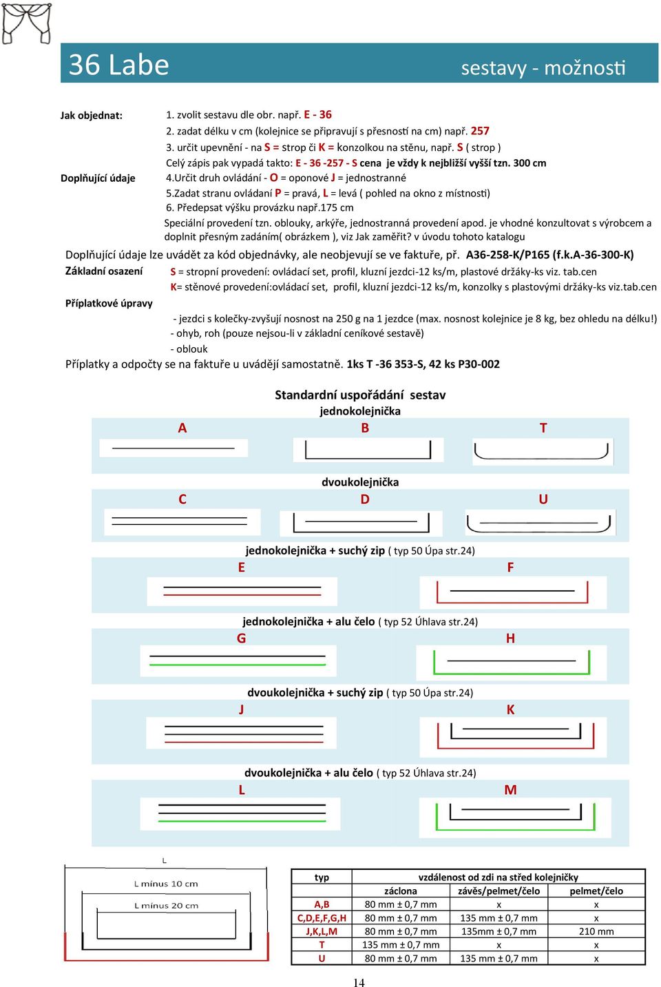 Určit druh ovládání - O = oponové J = jednostranné 5.Zadat stranu ovládaní P = pravá, L = levá ( pohled na okno z místnosti) 6. Předepsat výšku provázku např.175 cm Speciální provedení tzn.