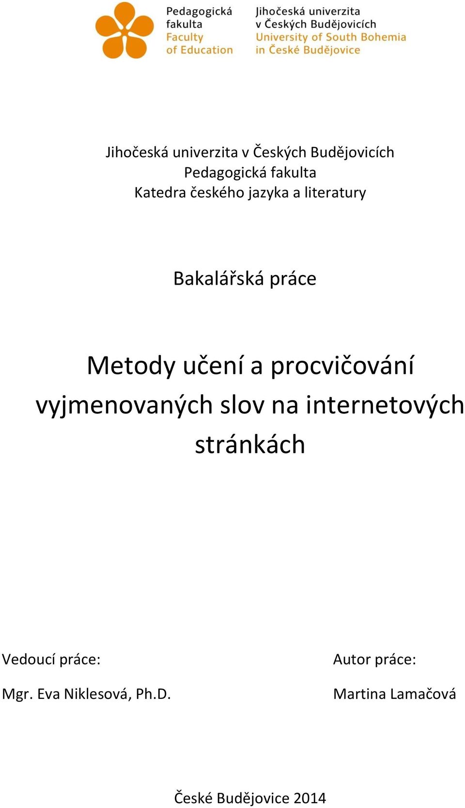 procvičování vyjmenovaných slov na internetových stránkách Vedoucí