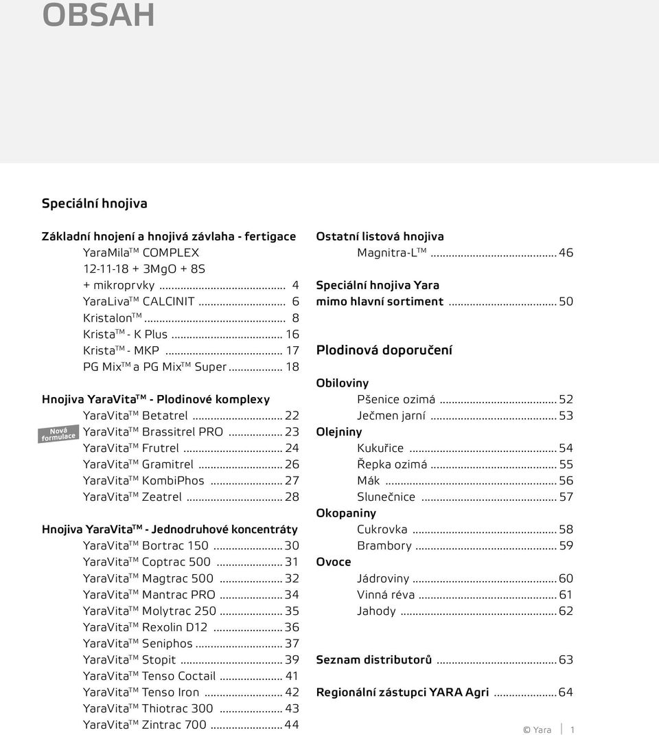 .. 24 YaraVita TM Gramitrel... 26 YaraVita TM KombiPhos... 27 YaraVita TM Zeatrel... 28 Hnojiva YaraVita TM - Jednodruhové koncentráty YaraVita TM Bortrac 150... 30 YaraVita TM Coptrac 500.