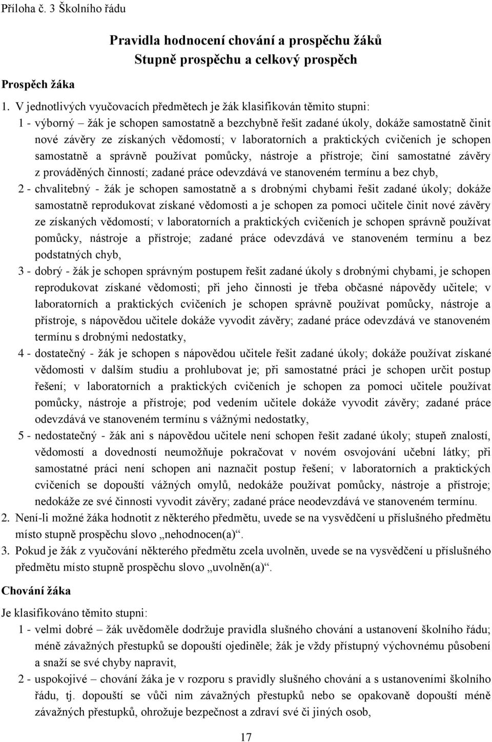 vědomostí; v laboratorních a praktických cvičeních je schopen samostatně a správně používat pomůcky, nástroje a přístroje; činí samostatné závěry z prováděných činností; zadané práce odevzdává ve