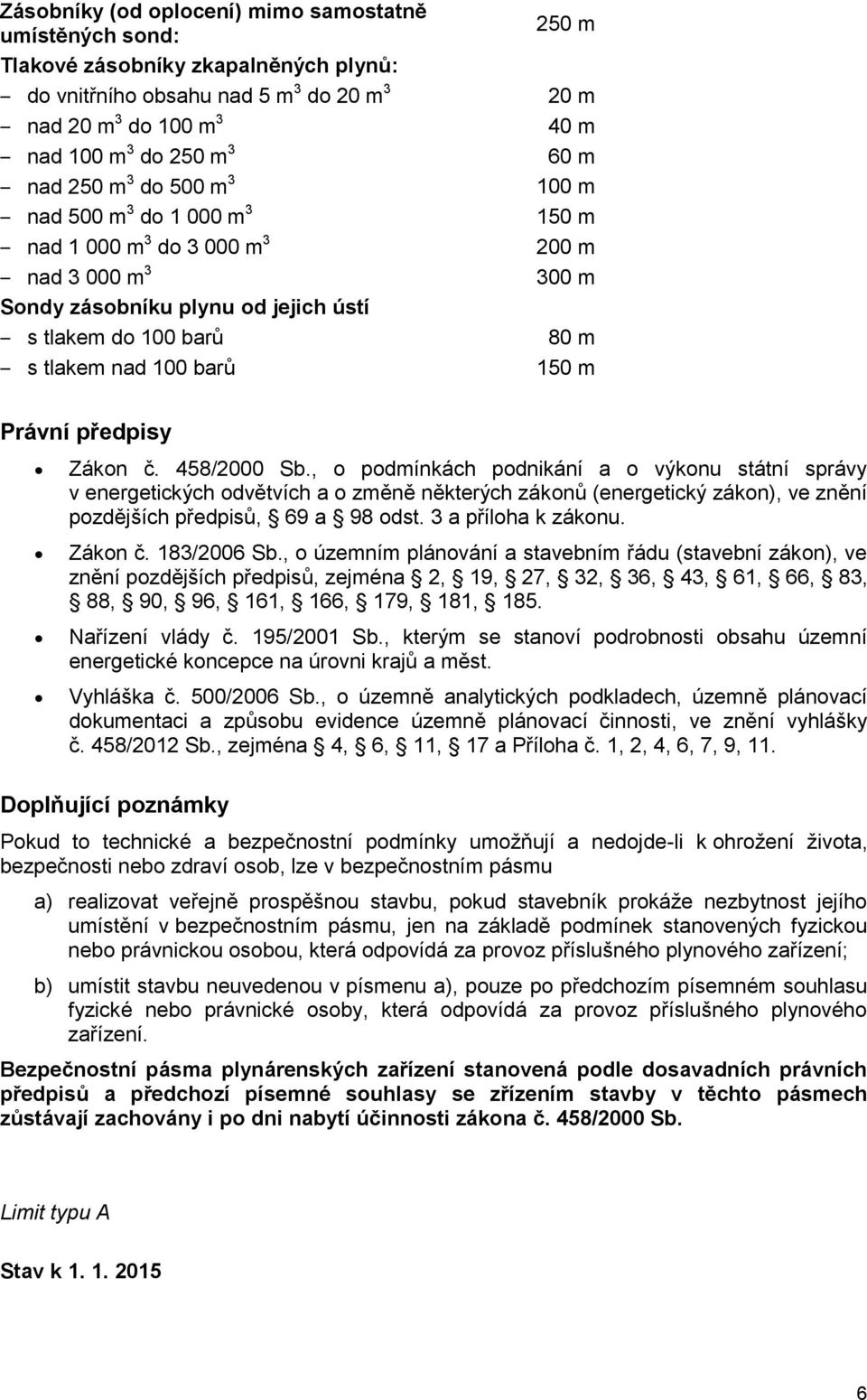 150 m Právní předpisy Zákon č. 458/2000 Sb.