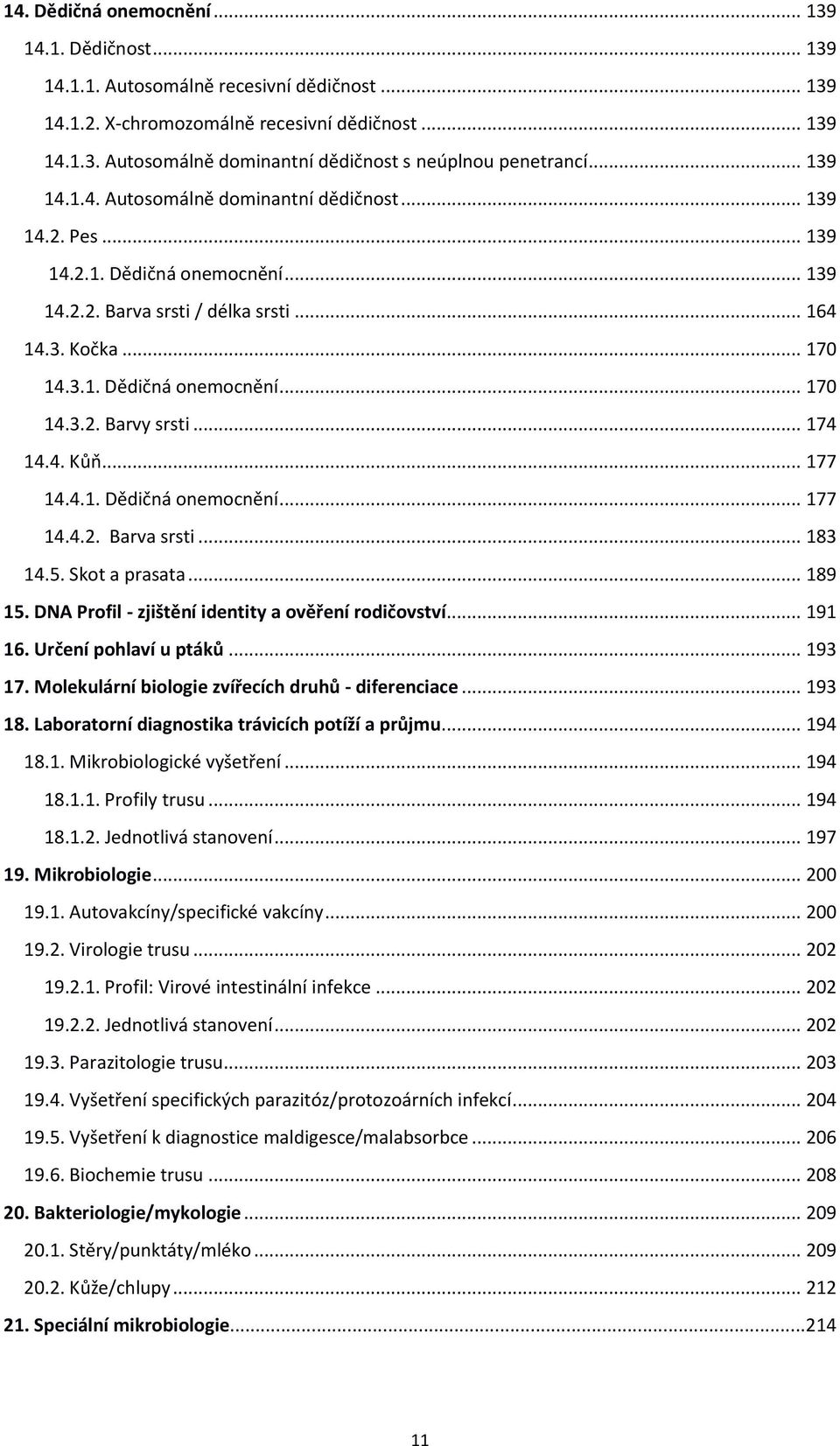 .. 174 14.4. Kůň... 177 14.4.1. Dědičná onemocnění... 177 14.4.2. Barva srsti... 183 14.5. Skot a prasata... 189 15. DNA Profil - zjištění identity a ověření rodičovství... 191 16.