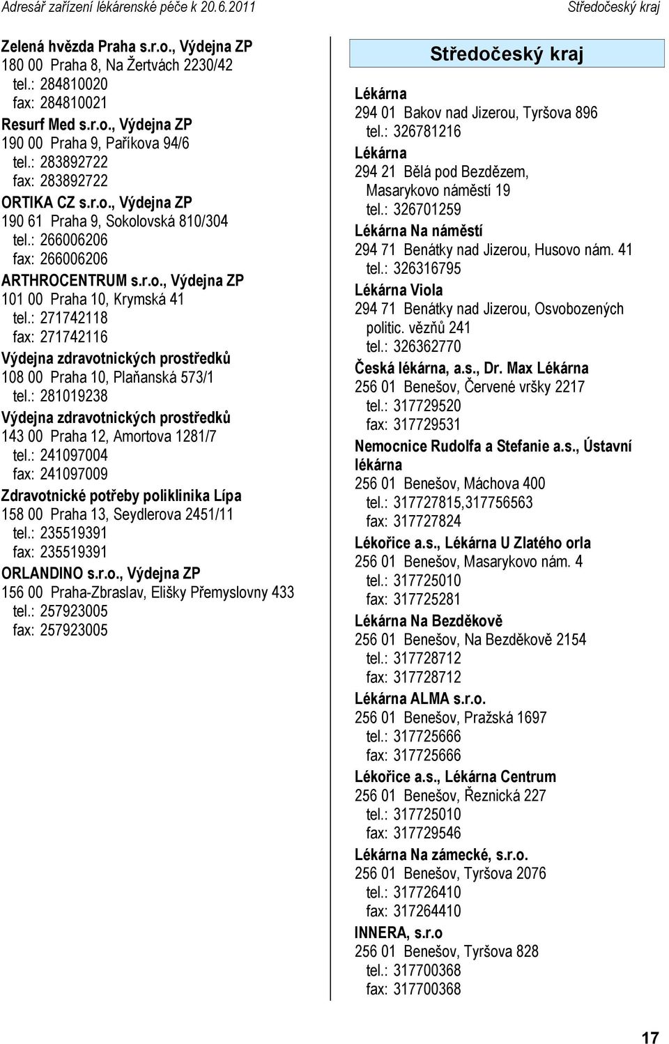 : 271742118 fax: 271742116 Výdejna zdravotnických prostředků 108 00 Praha 10, Plaňanská 573/1 tel.: 281019238 Výdejna zdravotnických prostředků 143 00 Praha 12, Amortova 1281/7 tel.