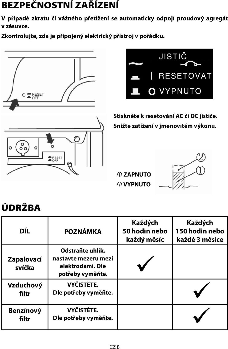 Snižte zatížení v jmenovitém výkonu.