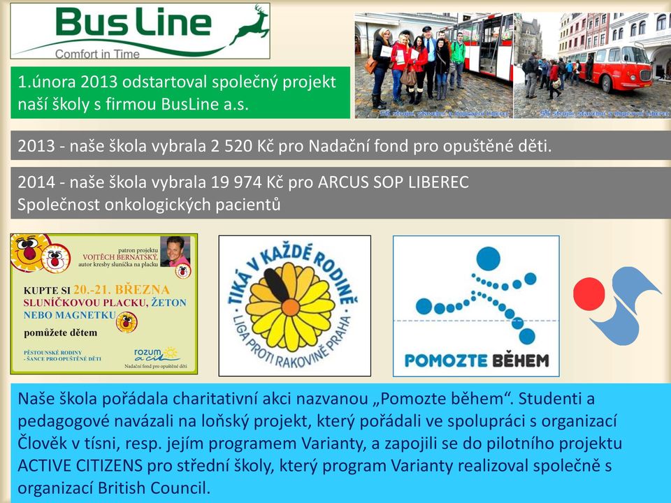 Pomozte během. Studenti a pedagogové navázali na loňský projekt, který pořádali ve spolupráci s organizací Člověk v tísni, resp.