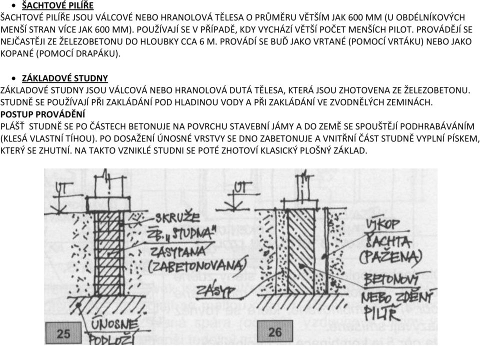 ZÁKLADOVÉ STUDNY ZÁKLADOVÉ STUDNY JSOU VÁLCOVÁ NEBO HRANOLOVÁ DUTÁ TĚLESA, KTERÁ JSOU ZHOTOVENA ZE ŽELEZOBETONU.