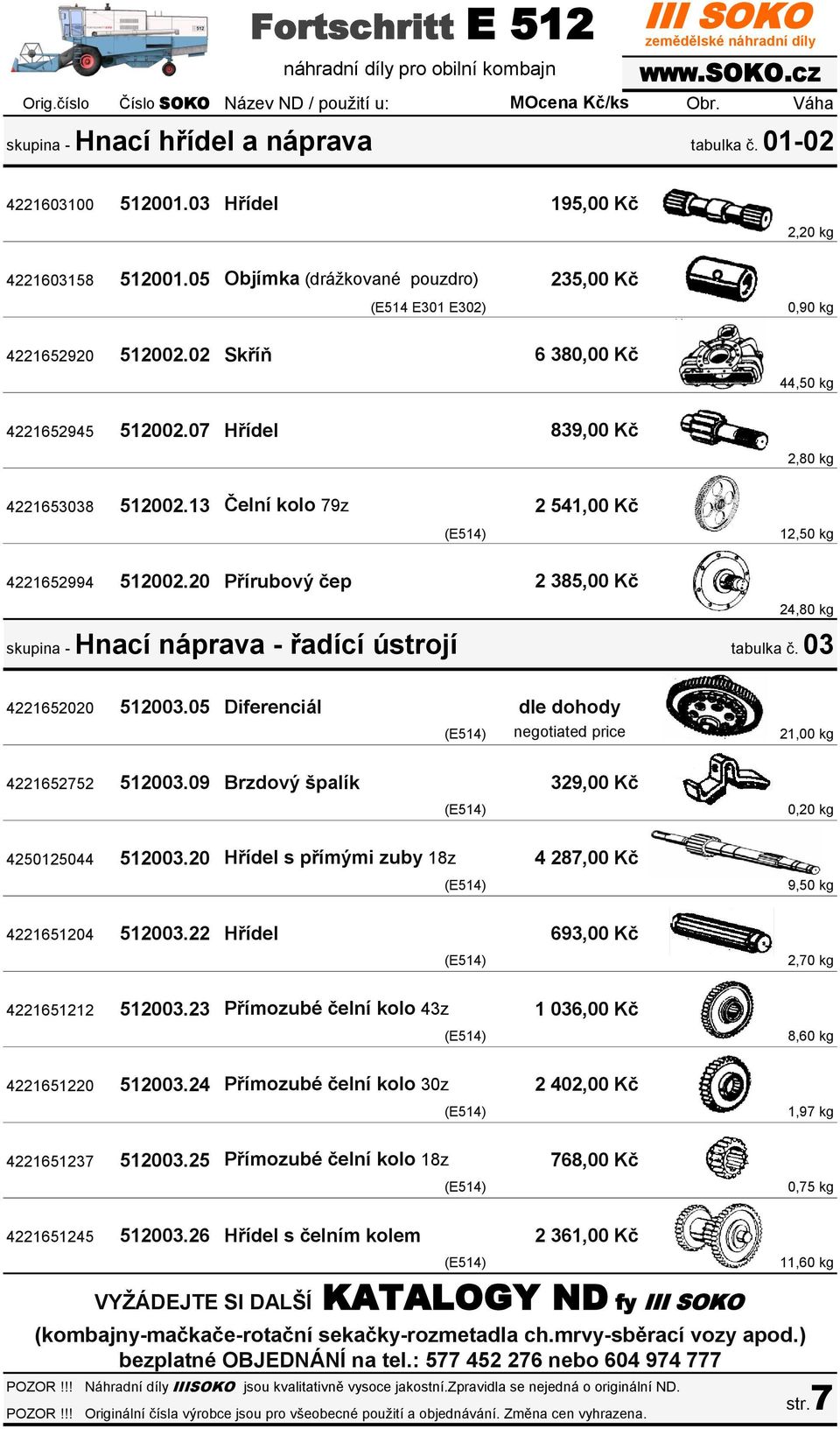 13 Čelní kolo 79z 2 541,00 Kč 12,50 kg 4221652994 512002.20 Přírubový čep skupina - Hnací náprava - řadící ústrojí 2 385,00 Kč 24,80 kg tabulka č. 03 4221652020 512003.