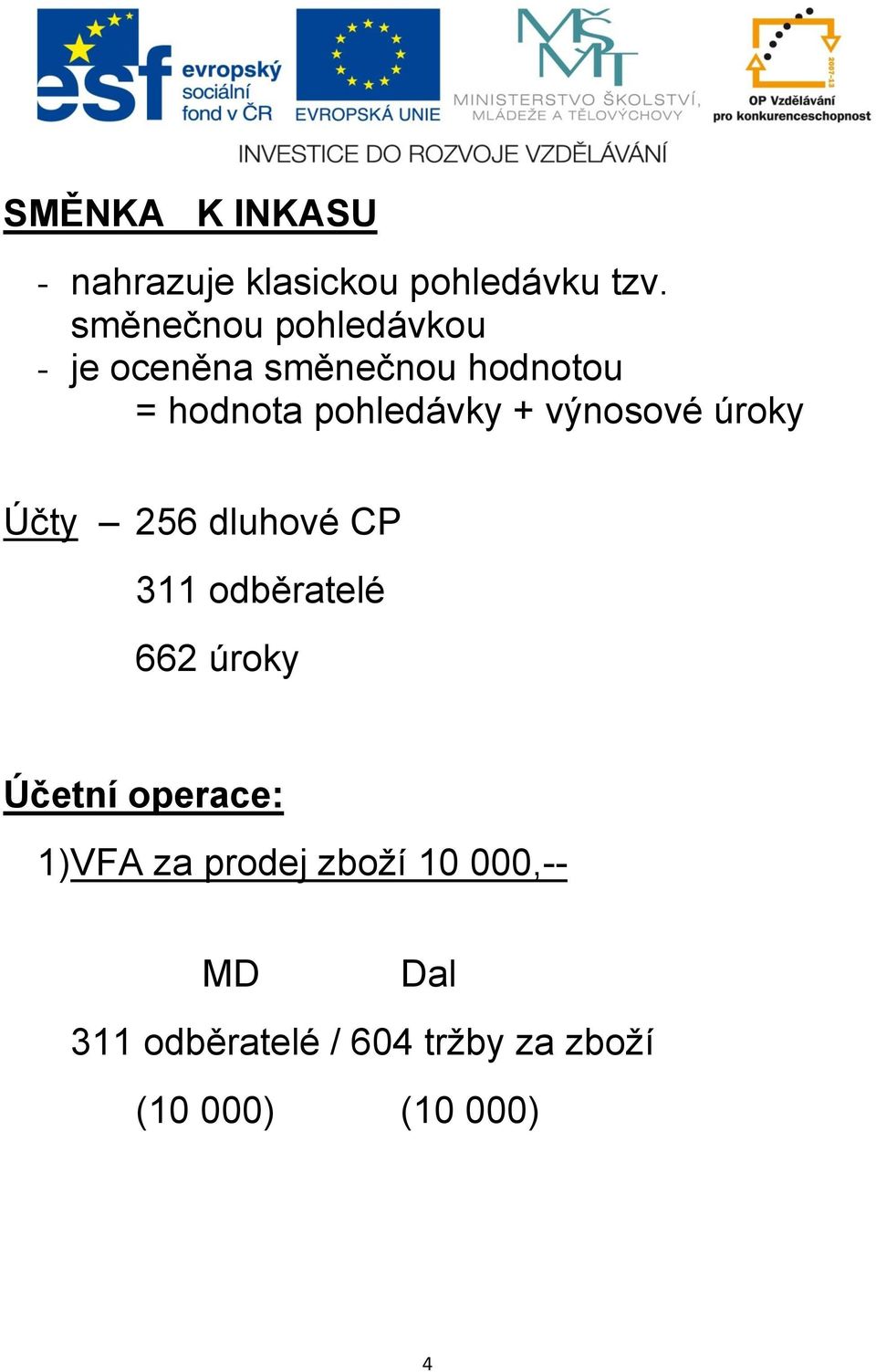 + výnosové úroky Účty 256 dluhové CP 311 odběratelé 662 úroky Účetní