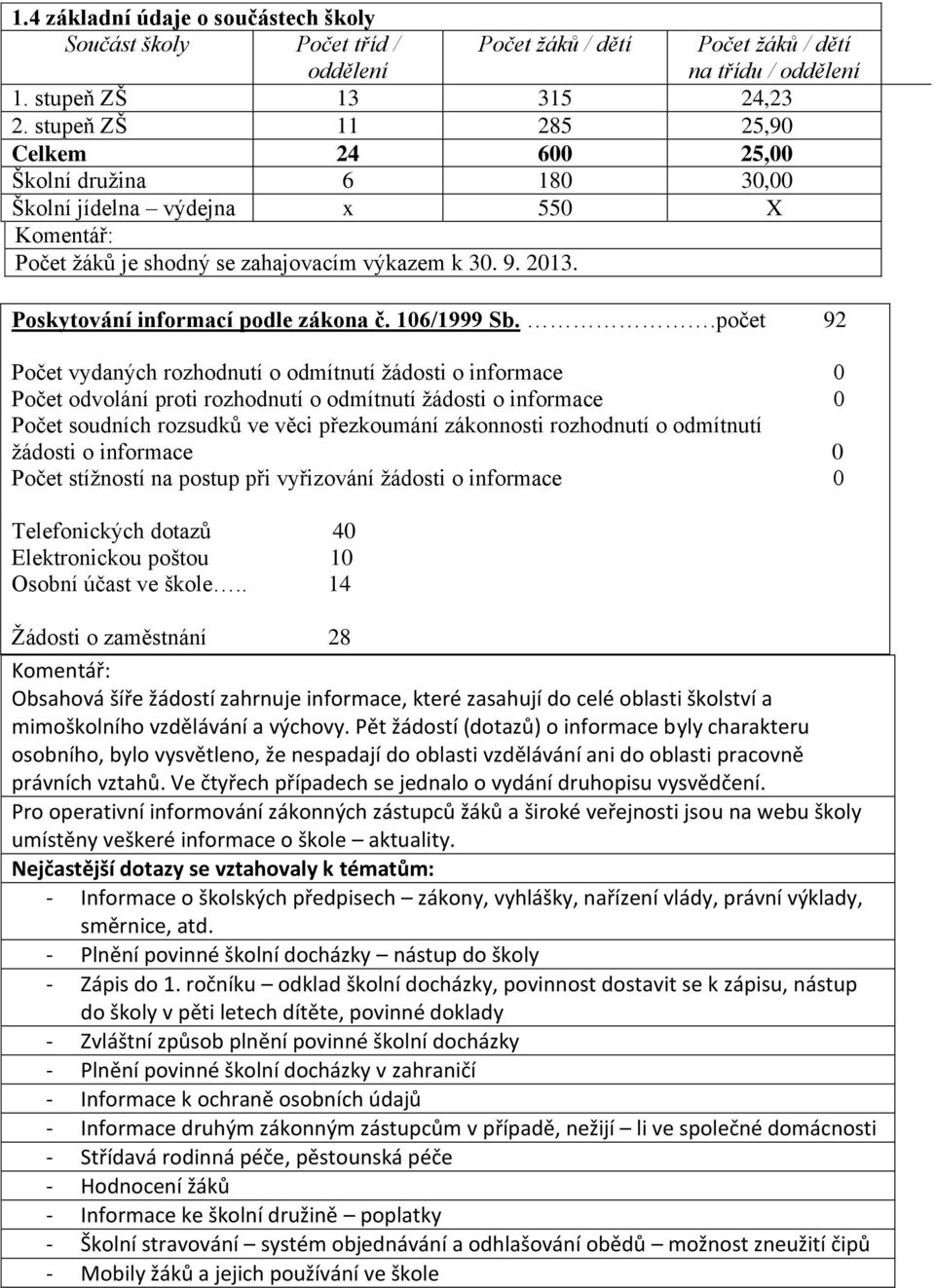 Poskytování informací podle zákona č. 106/1999 Sb.