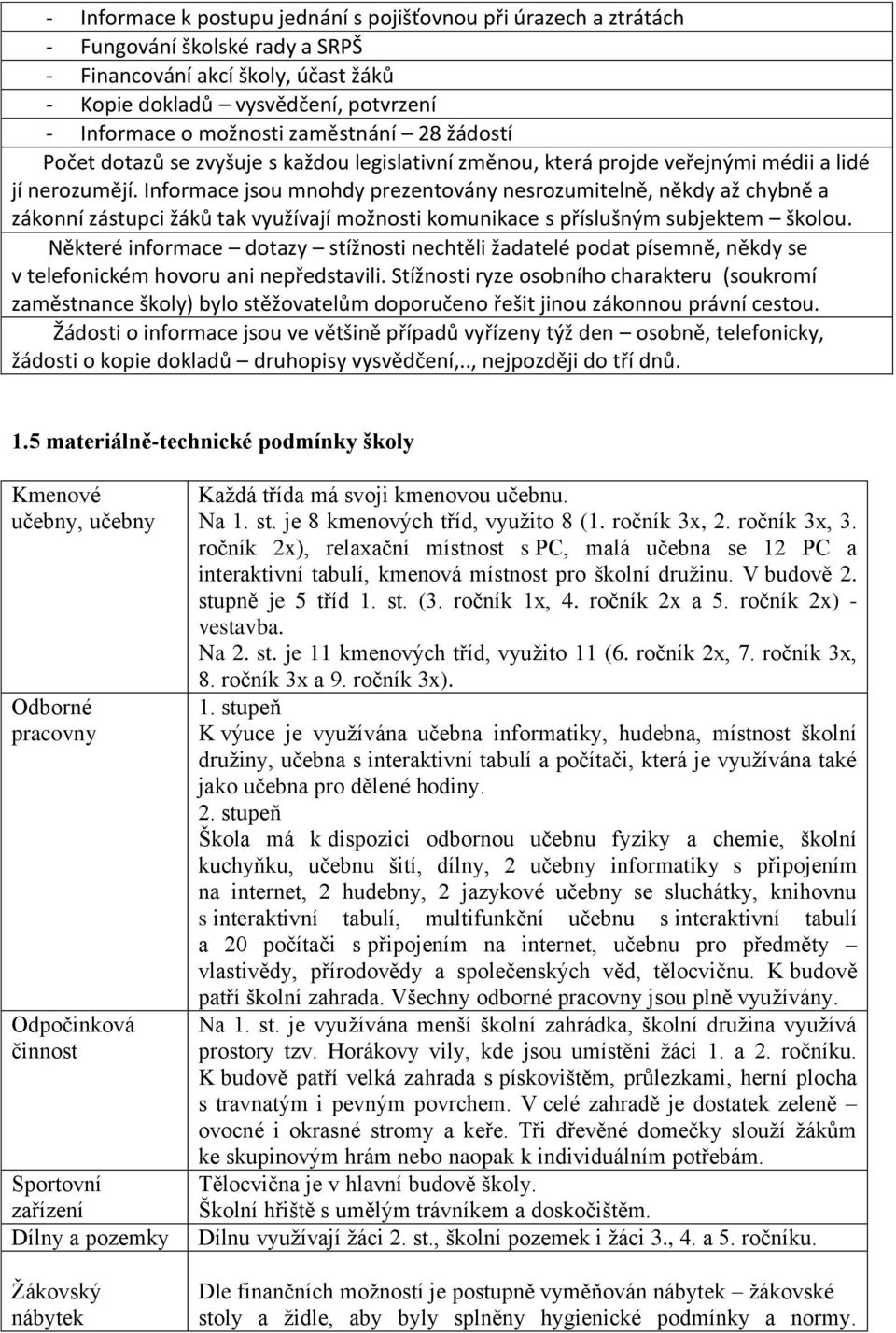 Informace jsou mnohdy prezentovány nesrozumitelně, někdy až chybně a zákonní zástupci žáků tak využívají možnosti komunikace s příslušným subjektem školou.