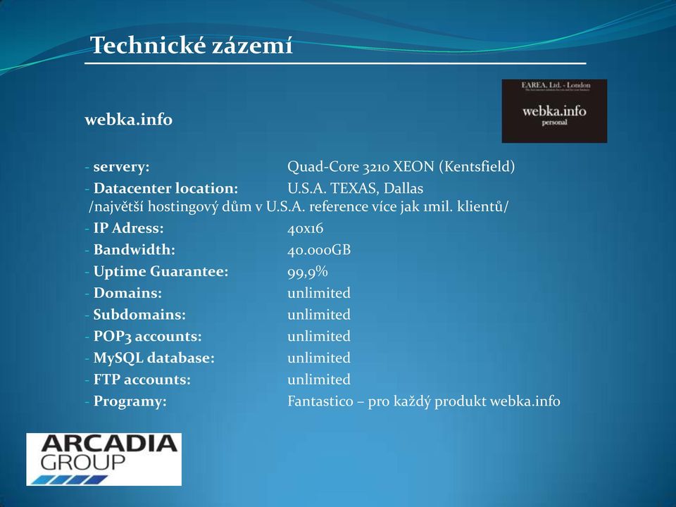 klientů/ - IP Adress: 40x16 - Bandwidth: 40.