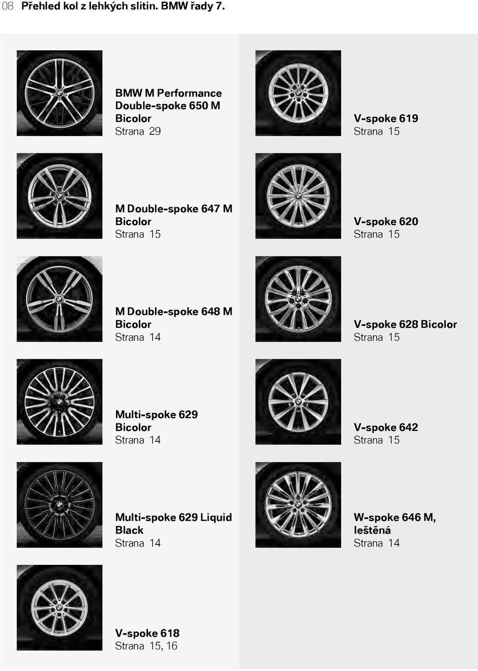 Bicolor Strana 15 V-spoke 620 Strana 15 M Double-spoke 648 M Bicolor Strana 14 V-spoke 628 Bicolor