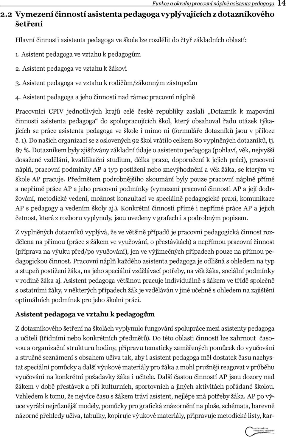 Asistent pedagoga ve vztahu k pedagogům 2. Asistent pedagoga ve vztahu k žákovi 3. Asistent pedagoga ve vztahu k rodičům/zákonným zástupcům 4.