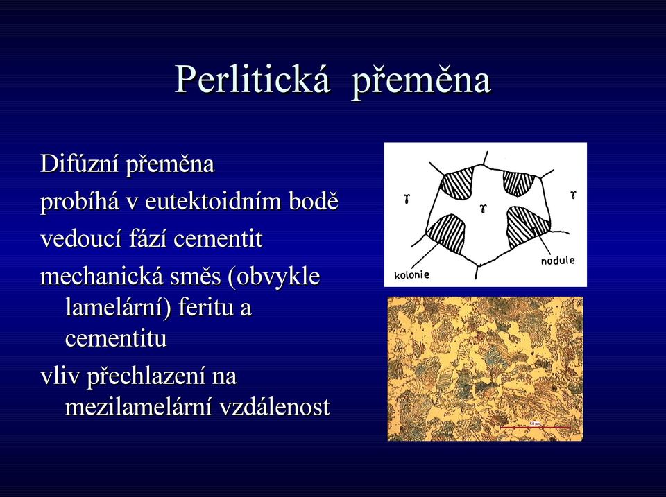 mechanická směs (obvykle lamelární) feritu a