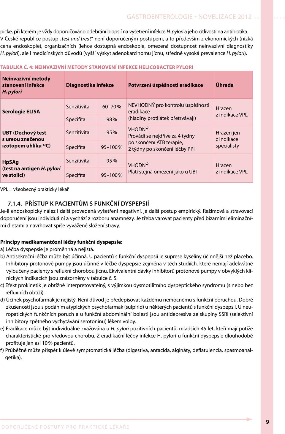 diagnostiky H. pylori), ale i medicínských důvodů (vyšší výskyt adenokarcinomu jícnu, středně vysoká prevalence H. pylori). Tabulka č.