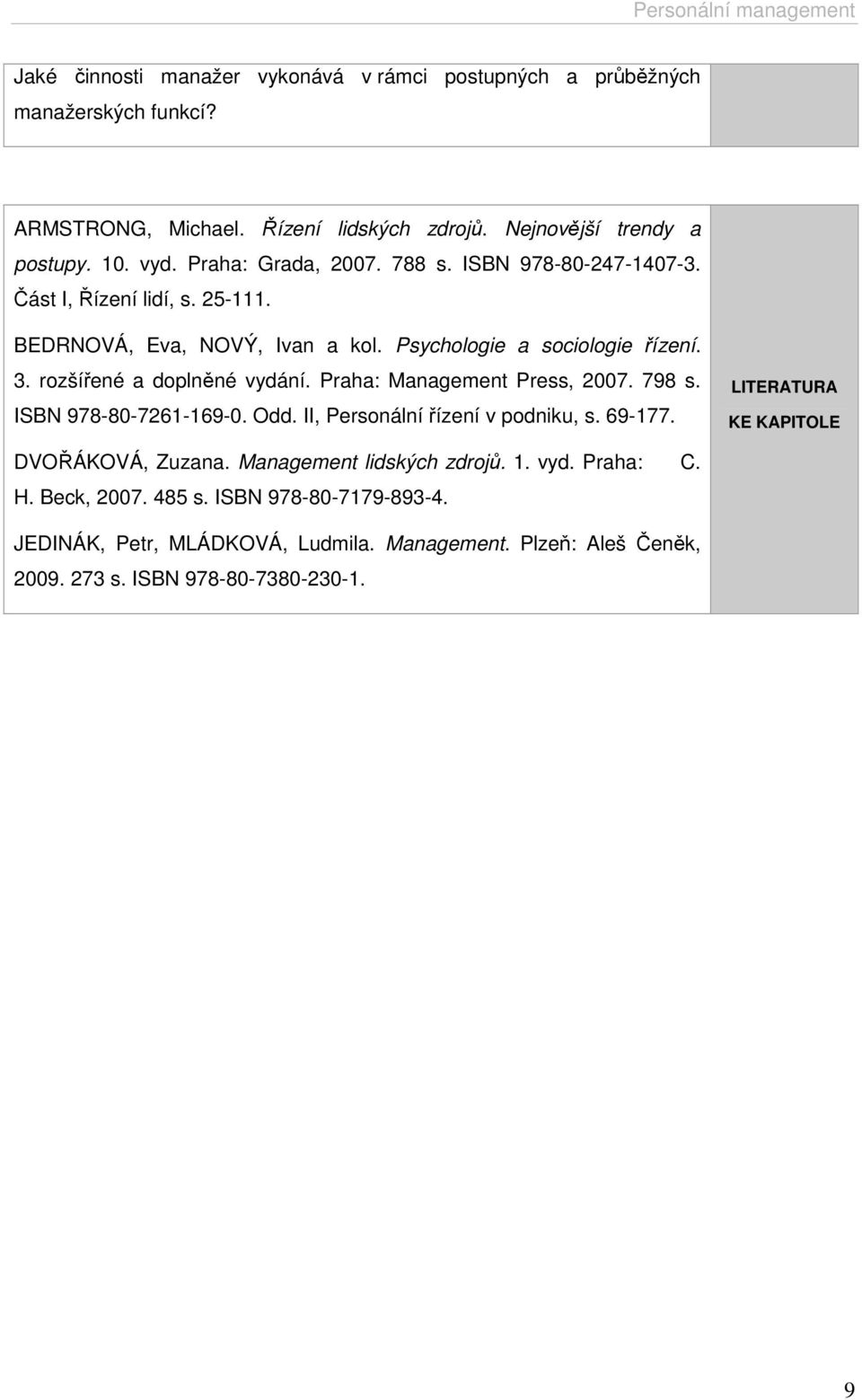 rozšířené a doplněné vydání. Praha: Management Press, 2007. 798 s. ISBN 978-80-7261-169-0. Odd. II, Personální řízení v podniku, s. 69-177.