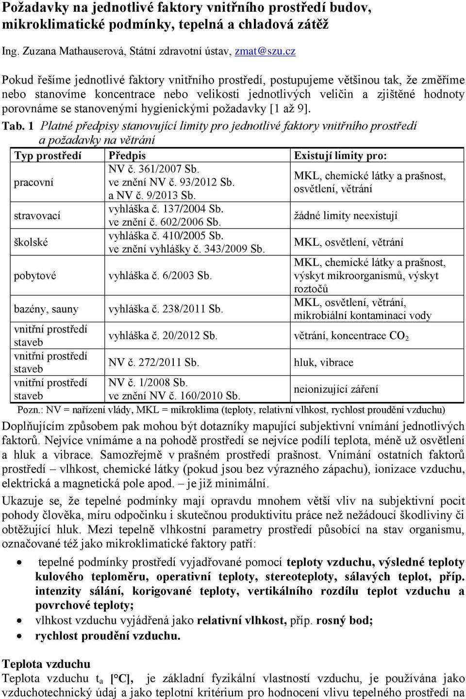 hygienickými požadavky [1 až 9]. Tab.