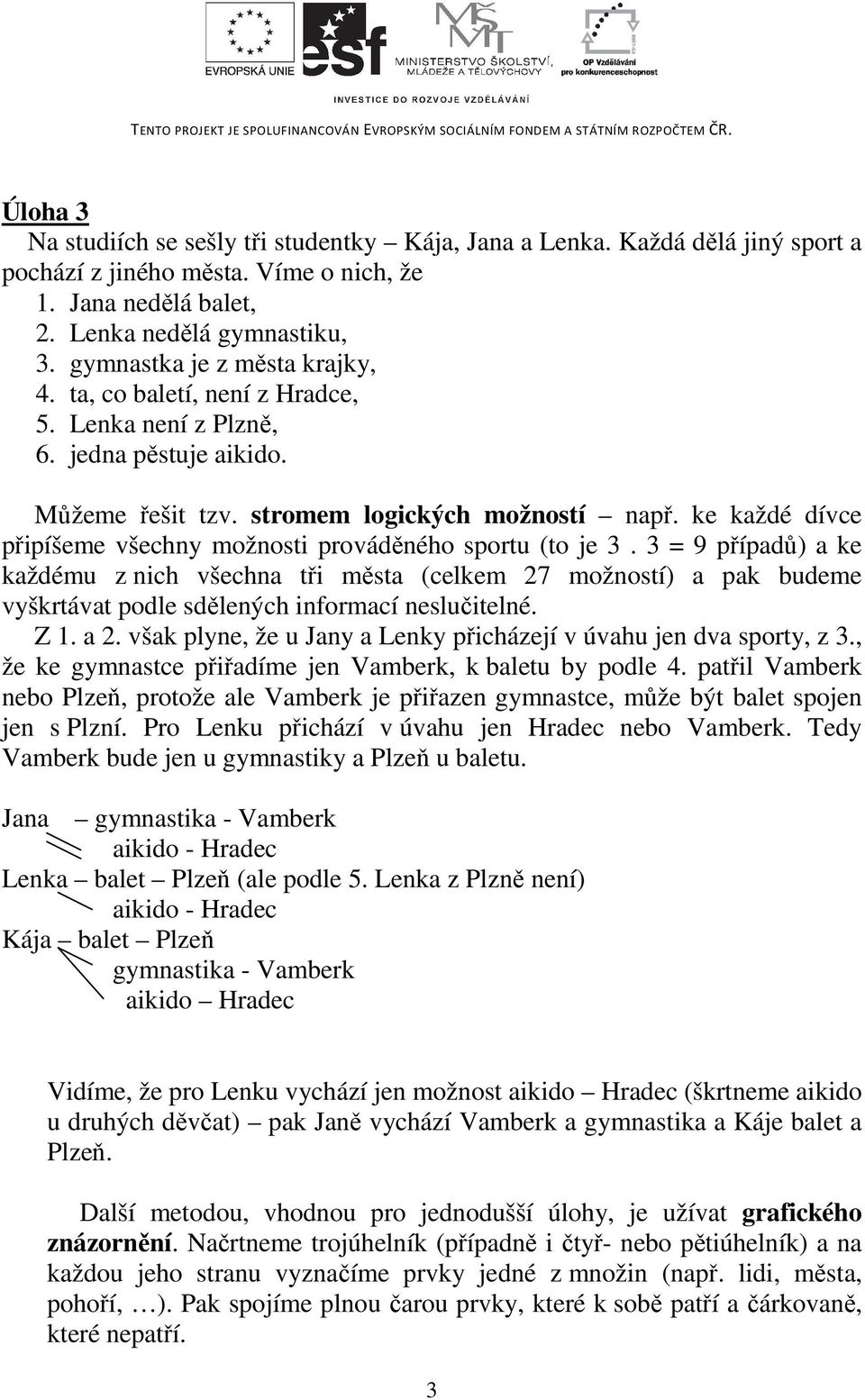 ke každé dívce připíšeme všechny možnosti prováděného sportu (to je 3.