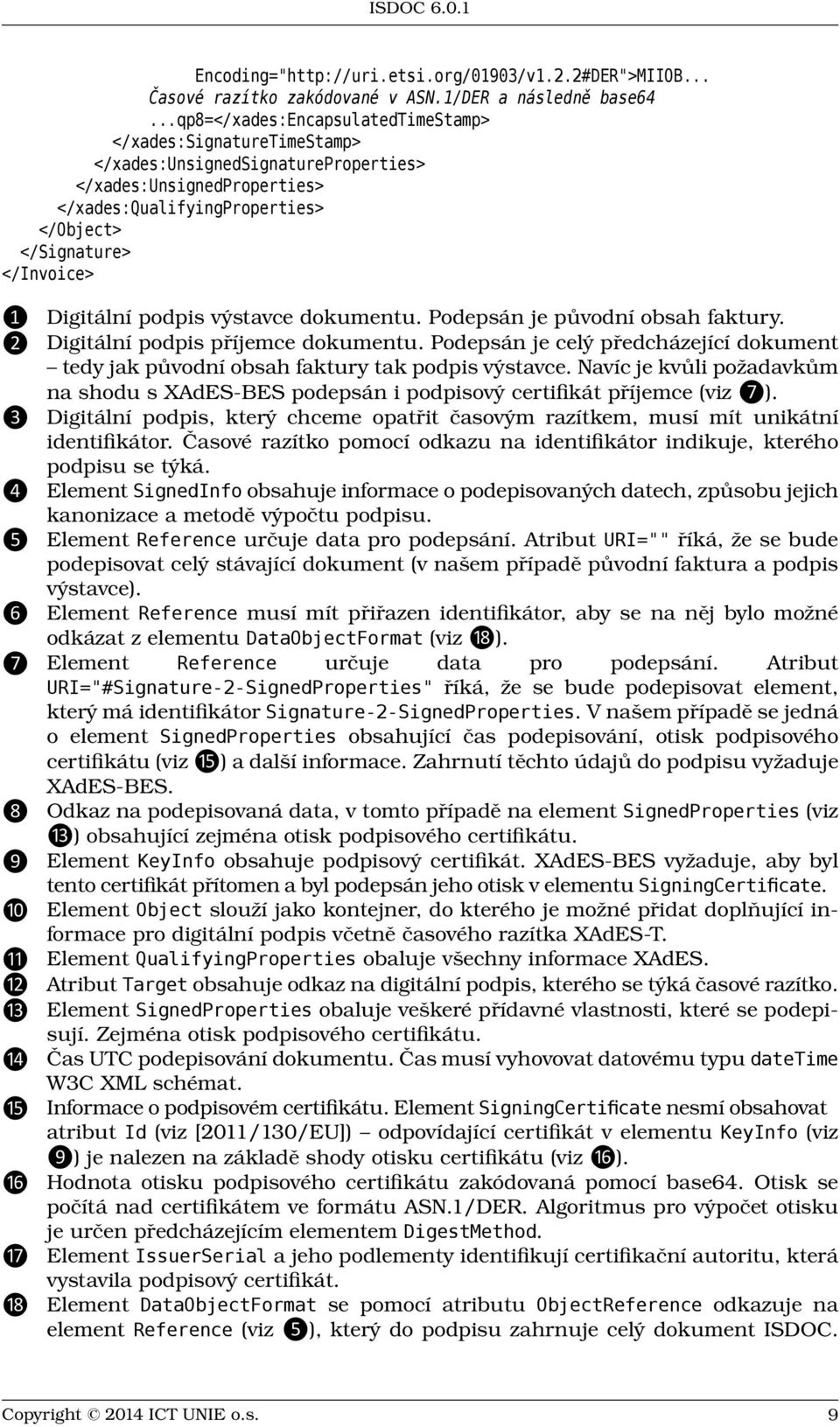 ❹ ❺ ❻ Digitální podpis výstavce dokumentu. Podepsán je původní obsah faktury. Digitální podpis příjemce dokumentu.