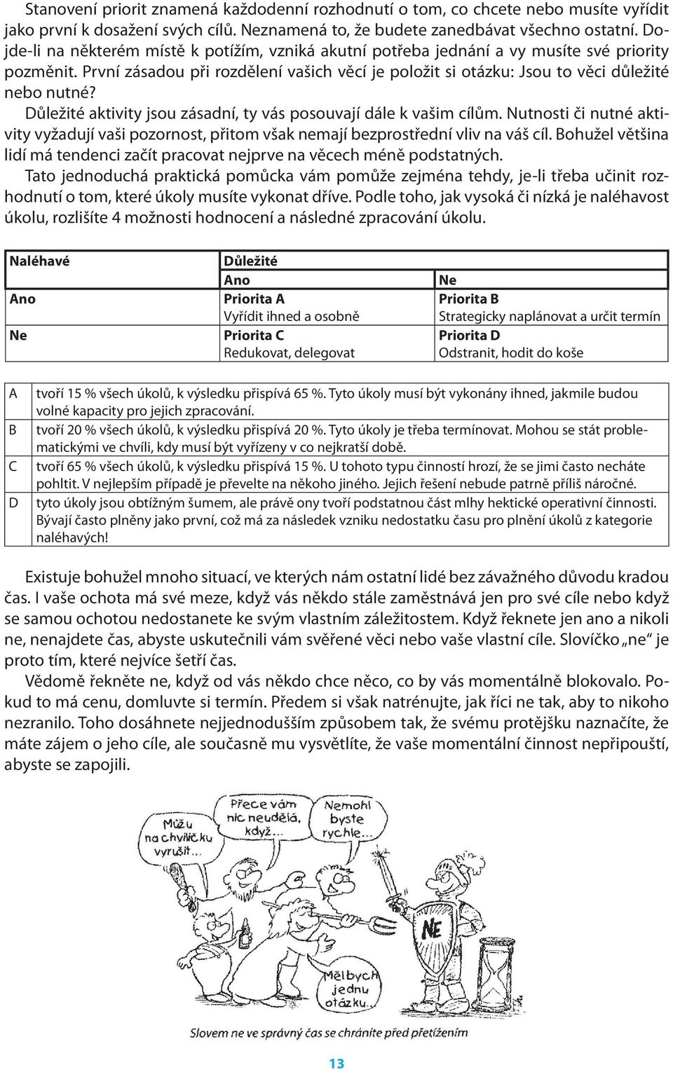 Důležité aktivity jsou zásadní, ty vás posouvají dále k vašim cílům. Nutnosti či nutné aktivity vyžadují vaši pozornost, přitom však nemají bezprostřední vliv na váš cíl.